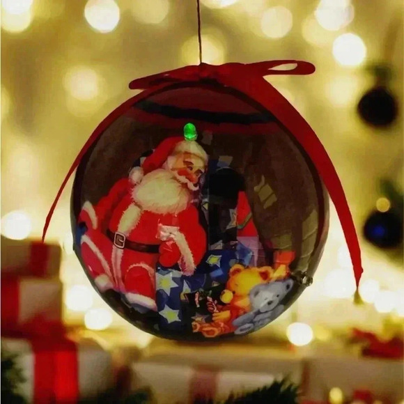 VTG Ball Decoupage Santa Light Up Ornament Christmas Holiday Hanging Rare Fun - Picture 5 of 15
